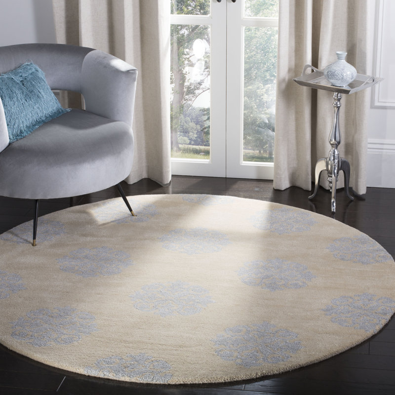 Viso Abstract Wool Hand Woven Area Rug, Round 183 cm
