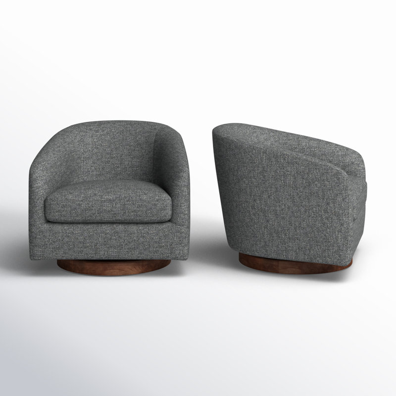 Upholstered Swivel Barrel Chair (Set of 2)