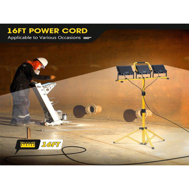 21000lumen Led Work Lights With Stand - 3 Head Portable Work Light With 16ft Cord