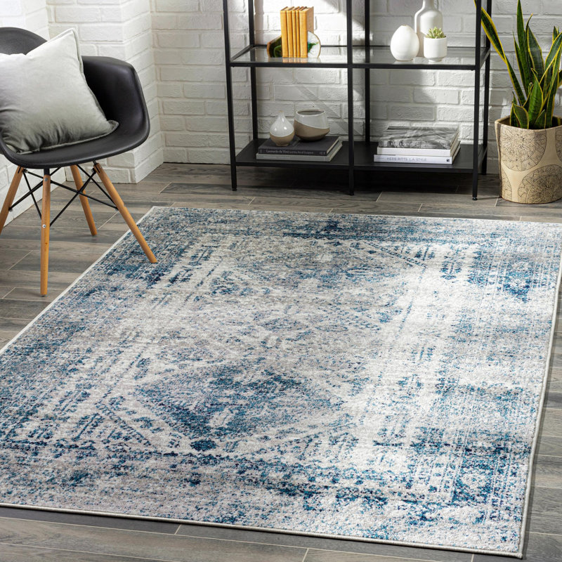 Tapis oriental Fitz, Sky Blue, Rectangulaire 2 pi x 3 pi