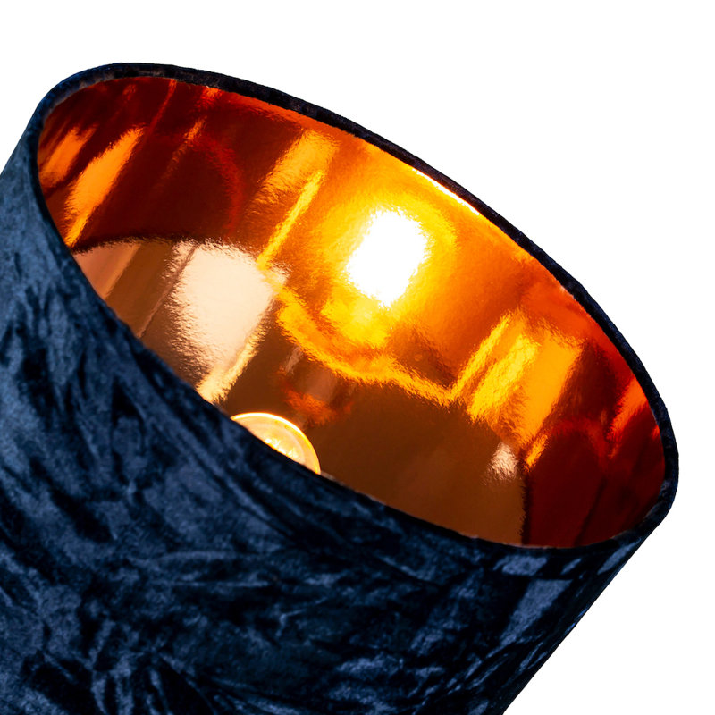 Drum Velvet Lamp Shade ( Screw On ), 15" H x 20" W x 20" D, Navy