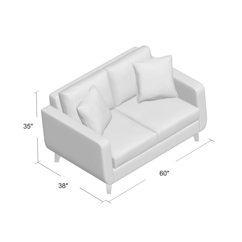 Causeuse à accoudoirs carrés de 60 po avec coussins réversibles Loy, Bleu marine Entice