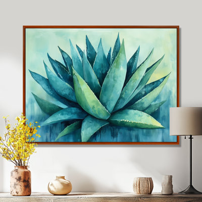 Bold Blue Agave - Succulent Framed Canvas Wall Art