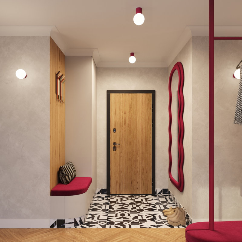 Halo Aluminium Flush Mounted Sconce, Burgundy