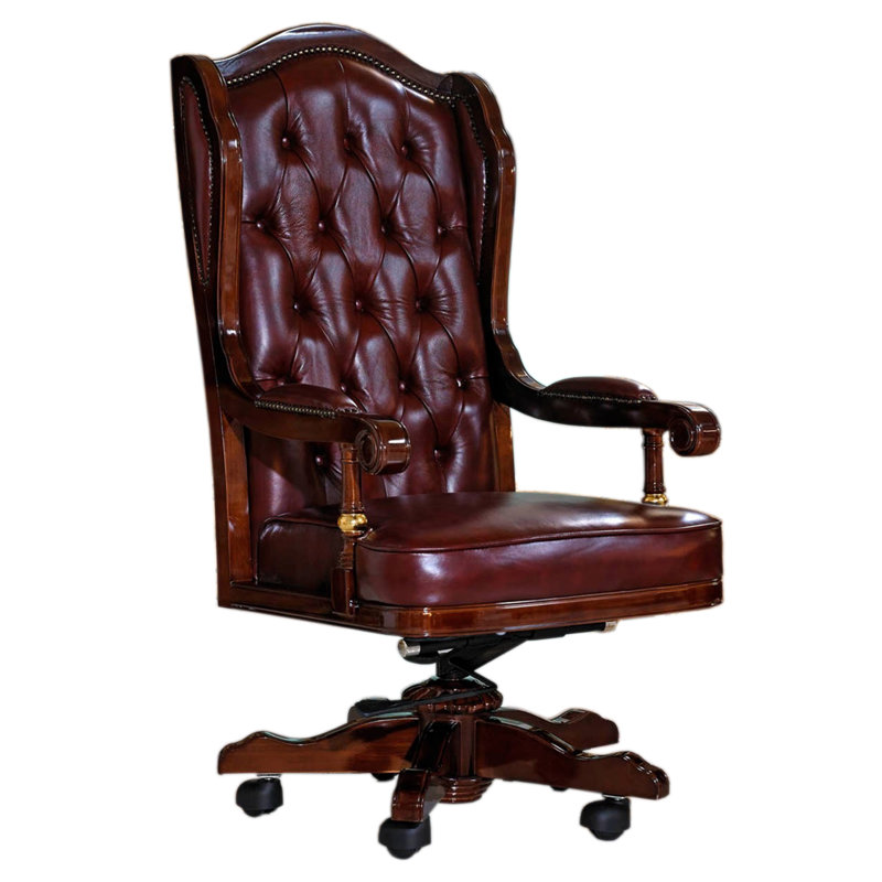 Leicester Genuine Leather Executive Chair with Headrest, Burgundy