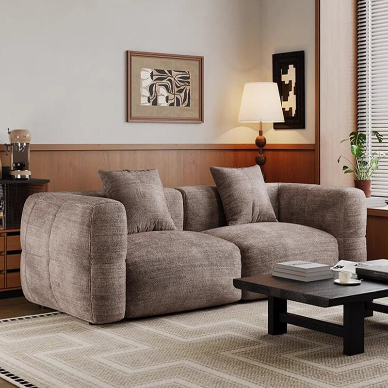 Canapé gris modulaire en chenille, Gris, H 26,57 po x l 94,49 po x P 42,52 po