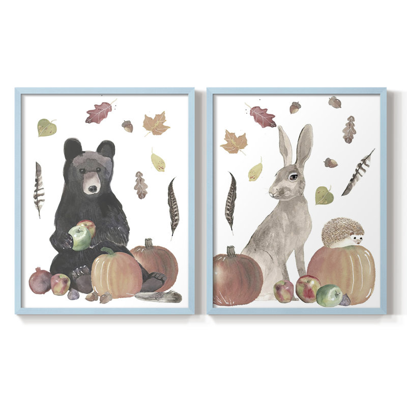 «CuteAutumnForestI», reproduction encadrée de qualité supérieure - prête à être accrochée - aucun clou requis - aucun clou requis