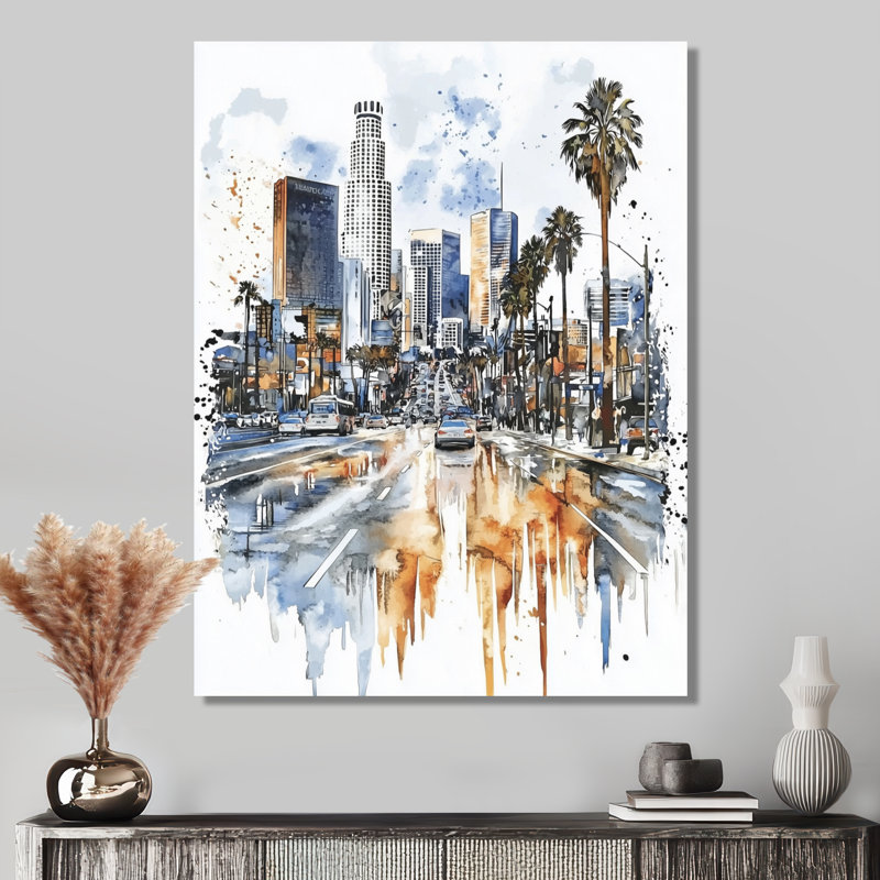 Los Angeles Sunset Boulevard II - Cityscapes, impression murale en métal, H 32 po x l 16 po