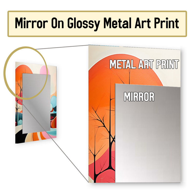 «Colorful Mid Century Abstract Landscape - Miroir moderne Mid-Century», 40 po x 30 po