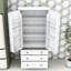 Kitchen Pantry, Freestanding Tall Cupboard Storage Cabinet with 3 Drawers and Adjustable Shelves-1721718462