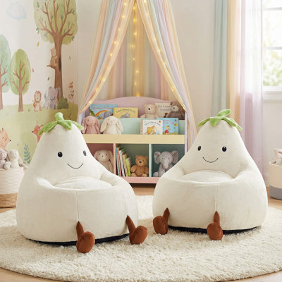 Kids Eggplant Bean Bag Chair and Crash Pad Lounger Seat for Gaming, Reading and Watching TV for Toddlers and Children