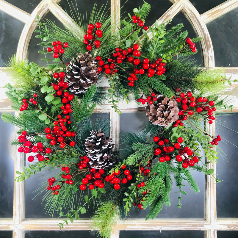 Couronne de chlorure de polyvinyle 24 po Pinecone Berry