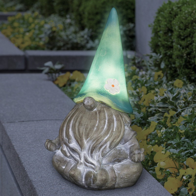 Statue de gnome solaire méditant 11 pouces Exhart Good Time