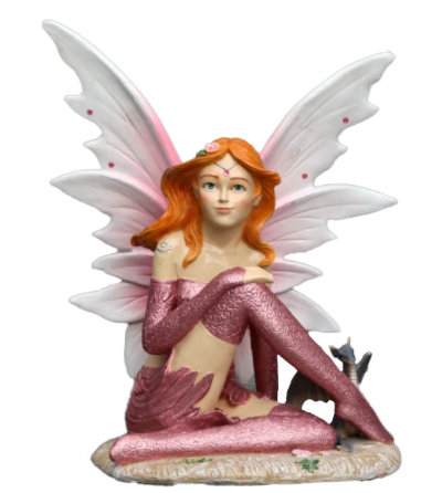 Small  Fairy Life Size Statue, White/Gray/Pink/Orange/Tan