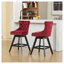 Ensemble de 2 tabourets de bar pivotants en velours rouge vin avec capitonnage à boutons et base en bois d'hévéa