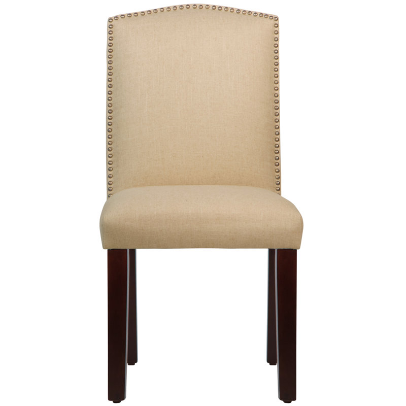 Nadia 20'' H Upholstered Dining Chair, Classic Sandstone Linen, Espresso