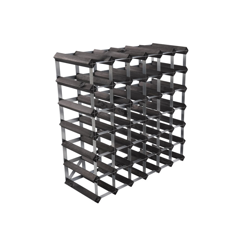 Brejon 56 Bottle Solid Wood Standard Wine Bottle Rack Black