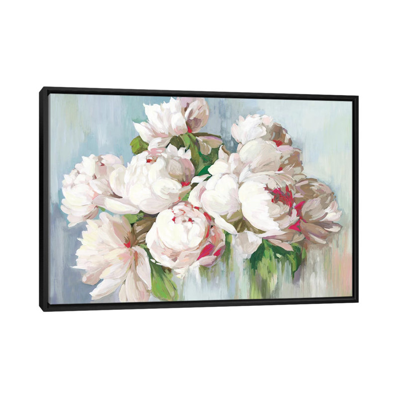 "June Flowers" par Asia Jensen, reproduction d’art, Pas de tapis, H 18 po x l 26 po x P 1,5 po, Toile avec cadre noir