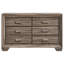 Commode 6 tiroirs en taupe délavé