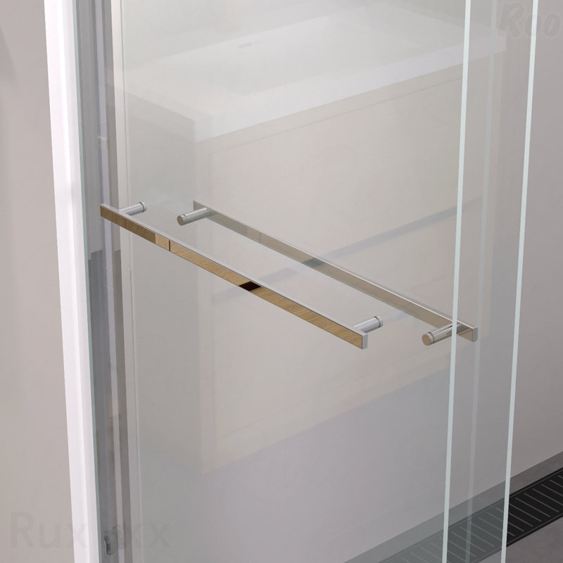 56-60"W X 58"H Aluminum Frame Material Double Sliding Opening Bathtub Shower Screen, Bypass Sliding Opening Bathroom Sliding Opening Door With Premium 1/4" (6Mm) Clear Tempered Glass