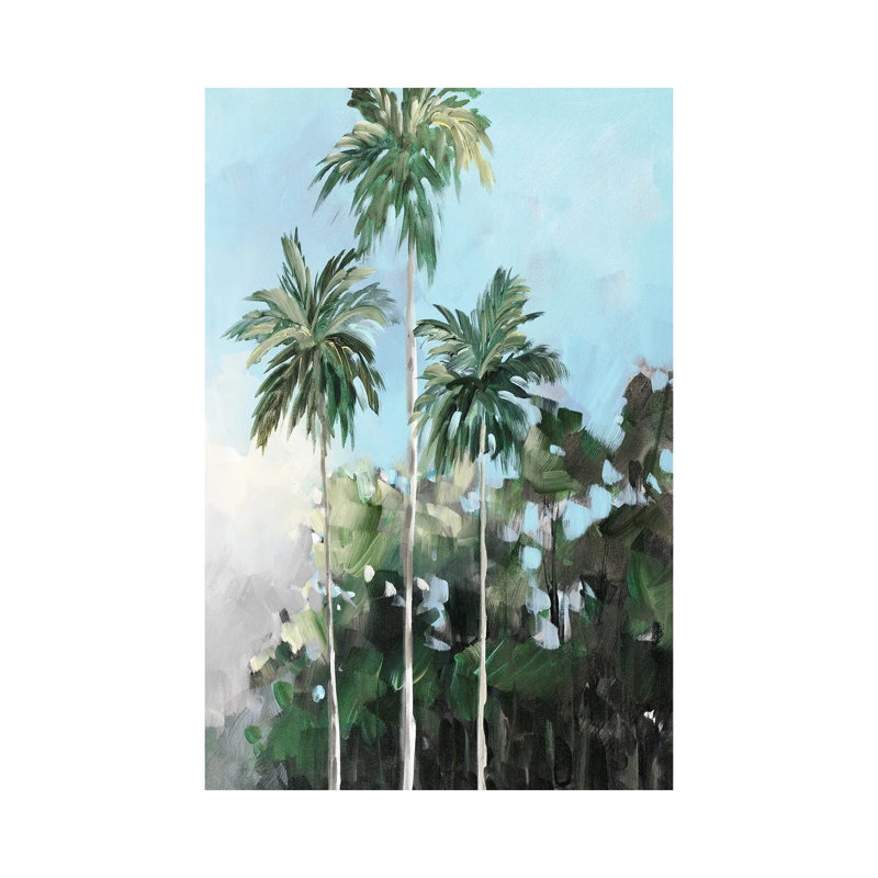 «Palms On The Coast» par Jane Slivka - Estampe numérique sur toile tendue avec châssis, H 60 po x l 40po x P 1,5 po