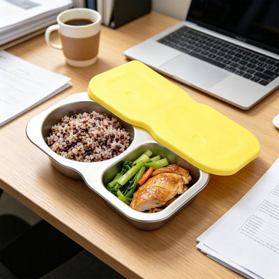 Boîte à bento en acier inoxydable avec contenant en silicone résistant aux fuites