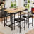 5 Pieces Dining Set, Industrial Counter Height Pub Bar Table Set, PU Stools With Backrest