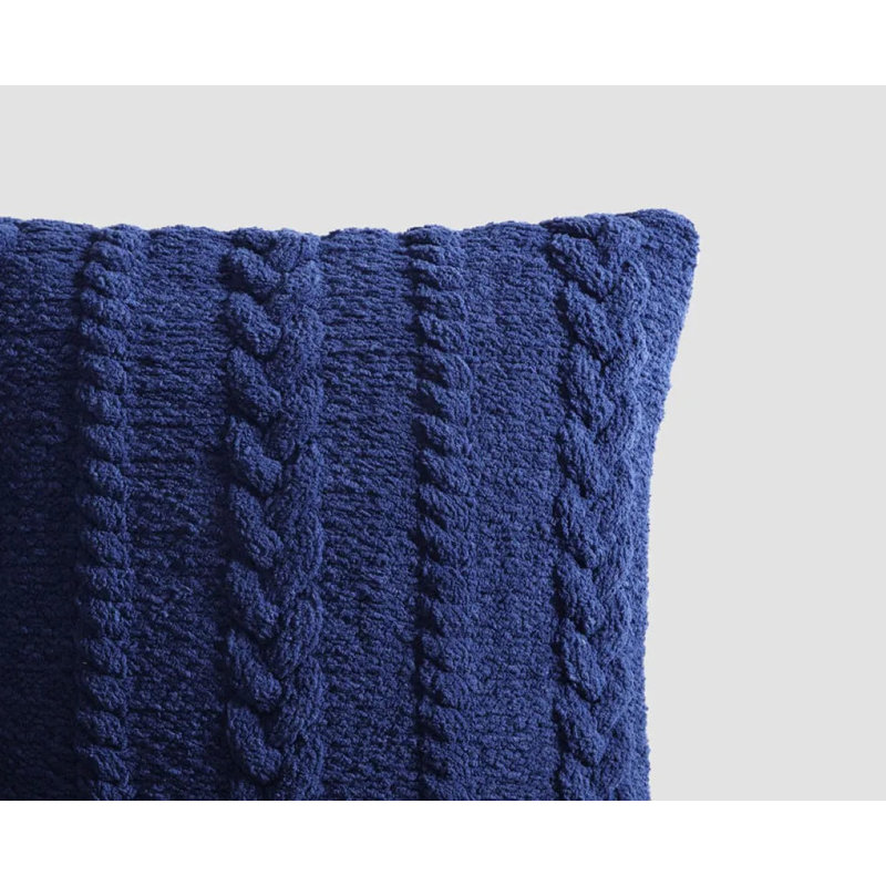 Braided Square Pillow Cover & Insert, Navy