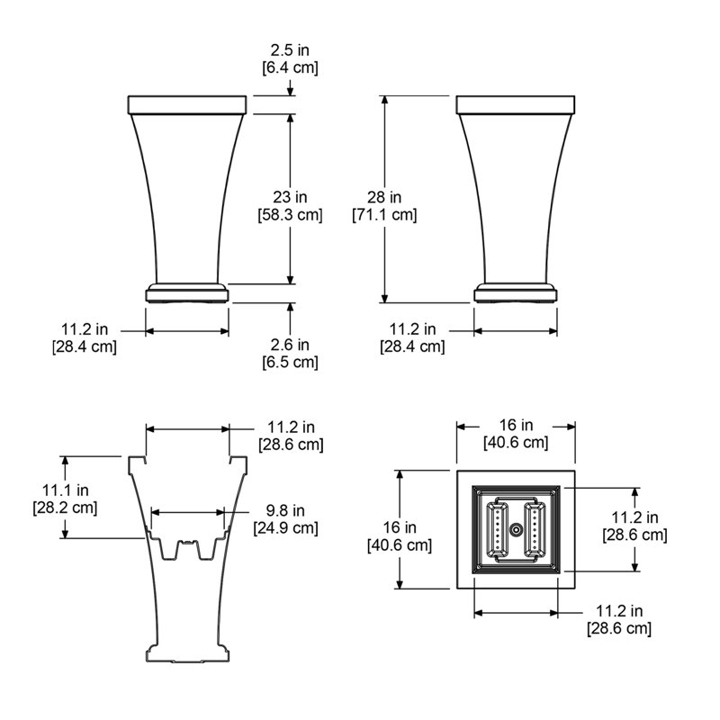 Espresso Tall Resin Planter with Water Reservoir