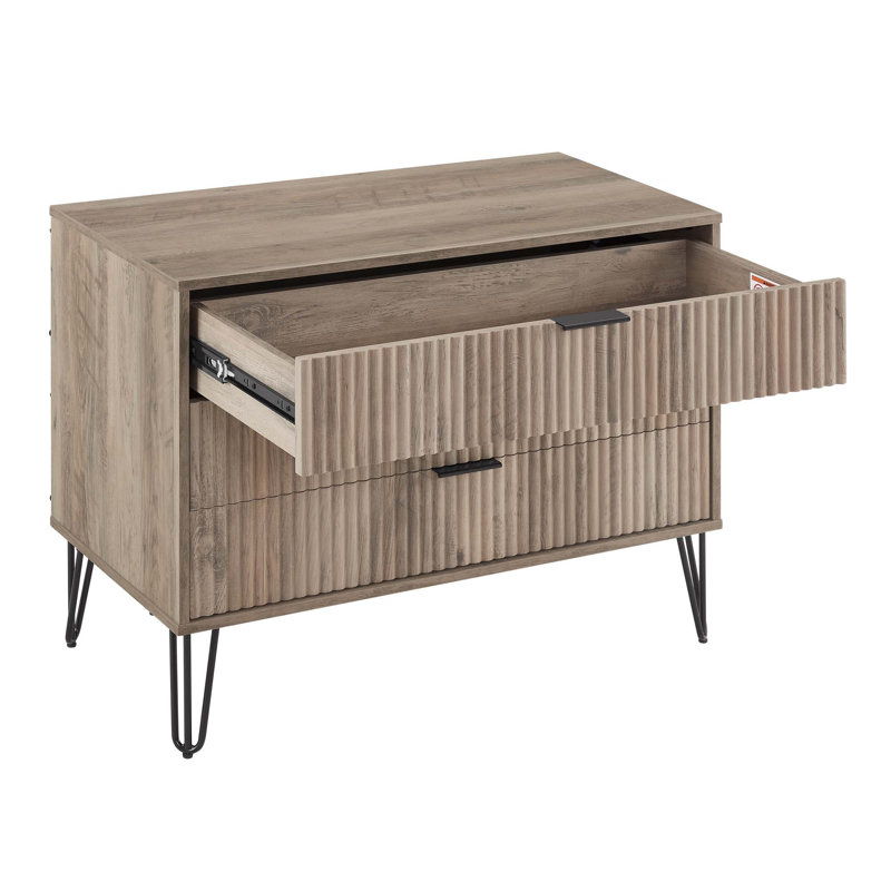 Ensemble de chambre à coucher moderne avec commode et table de chevet 2 pièces Dumbo, Gris