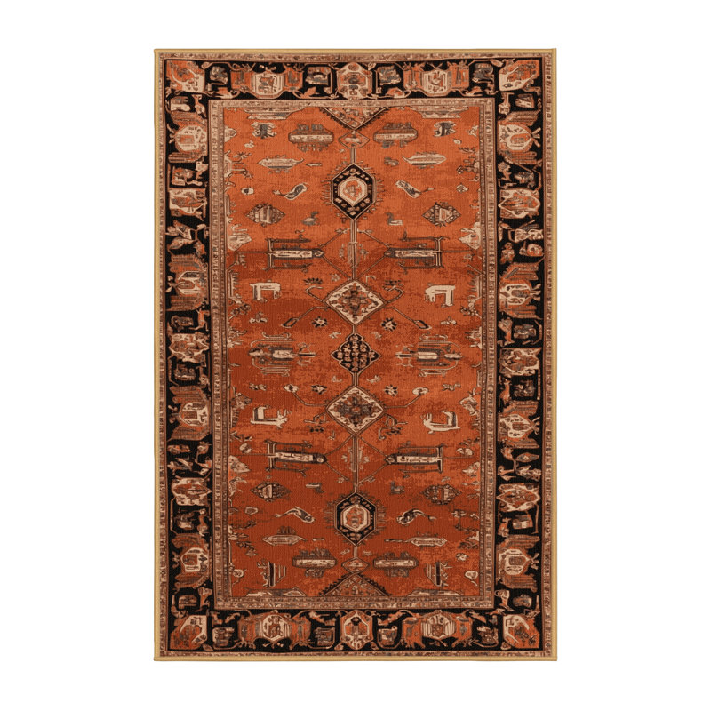 Tapis brun lavable à la machine, Rectangle 5 pi x 7 pi