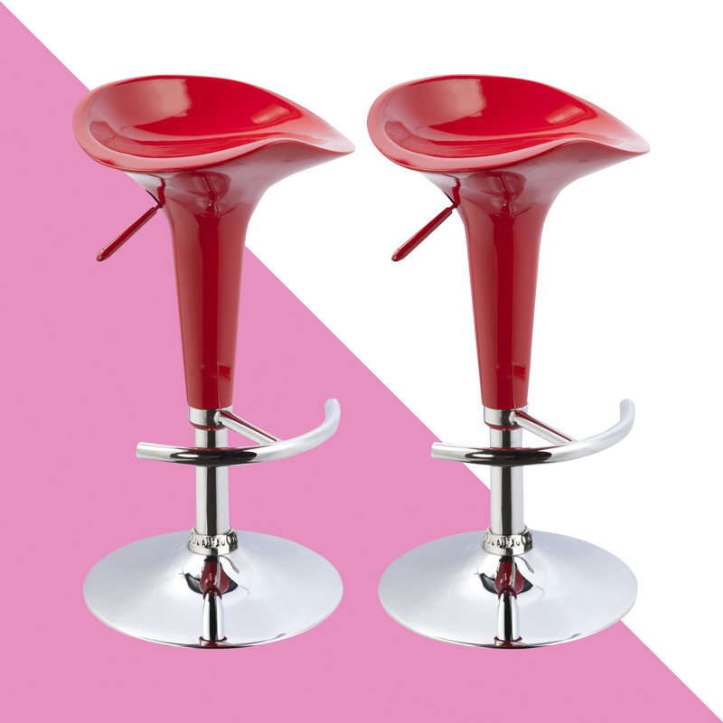 Gibbons Swivel Adjustable Height Counter Stool with Metal Frame, Red