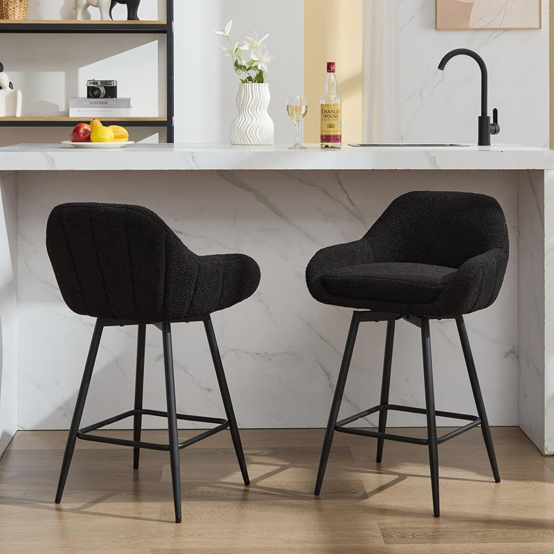 Upholstered Swivel Accent Chair, Black