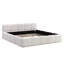 Lit plateforme très grand blanc avec tête et pied de lit Boucle Thick, revêtement de style bloc-34127208