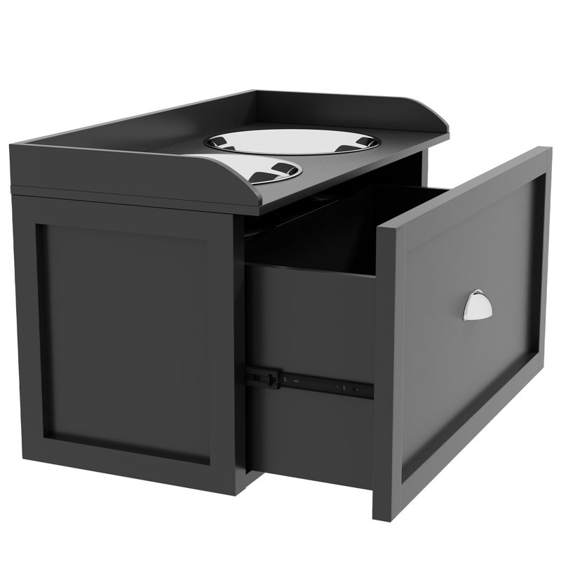 Station d'alimentation pour chien avec tiroir de rangement PawHut, 2 bols surélevés pour chien, multi, Noir, noir, noir, noir