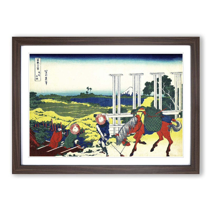 Senju in Musashi Province by Katsushika Hokusai - Picture Frame Painting Print, Walnut Framed, 27cm H x 36cm W x 2cm D