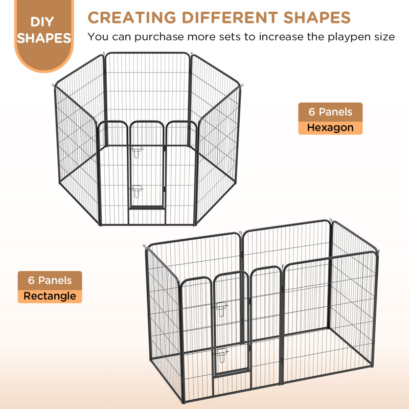 Black Metal 40-Inch Tall Dog Playpen with Door