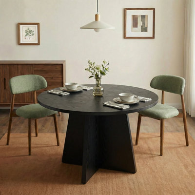Amarachi 47’’ Round Wood Dining Table With Upholstered Chairs, Kitchen Dining Room Furniture Set