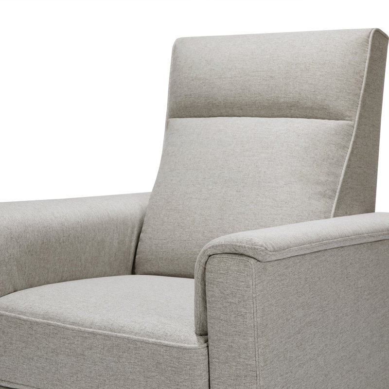Gray Swivel Recliner with Wooden Legs and Eco-Performance Fabric