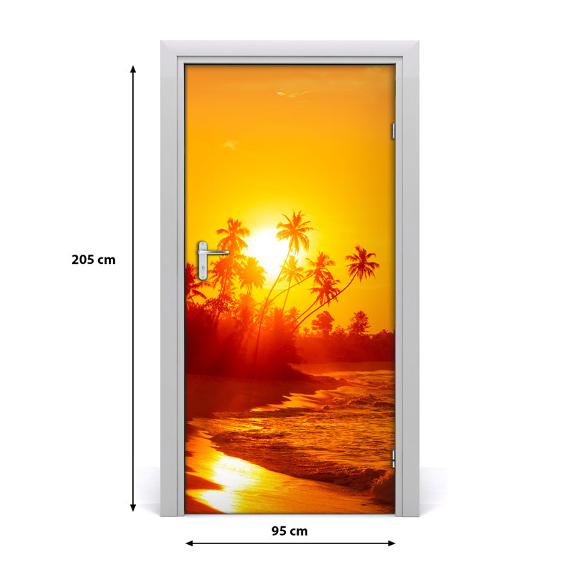 Tropical Beach Door Decal, 205cm H x 95cm W