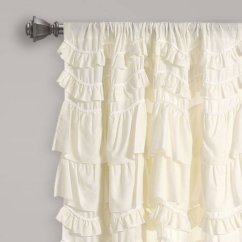 Elegant Ivory Ruffled Polyester Window Curtain 52"Wx84"L