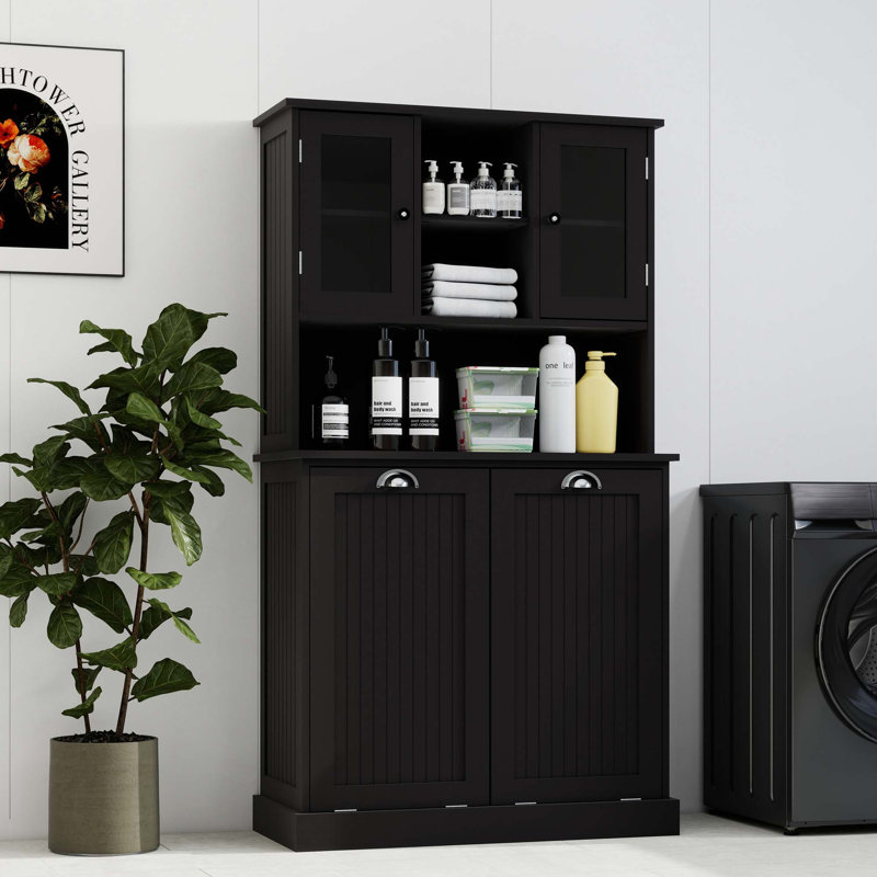 Armoire de salle de bain inclinable à deux compartiments avec tablettes réglables
