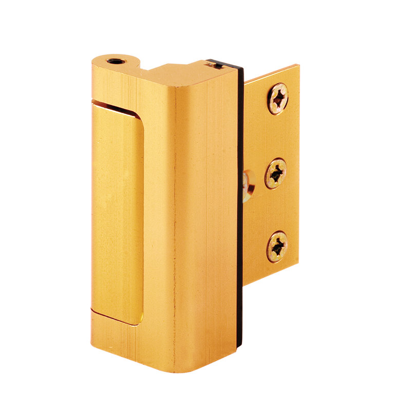 Prime-Line Door Reinforcement Lock  Add Extra, High Security to your Home and Prevent Unauthorized Entry  3 in. Stop, Aluminum Construction, Gold Anodized Finish (Single Pack)