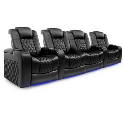 Valencia Tuscany Home Theater Seating | Premium Top Grain Italian Nappa 11000 Leather, Power Reclining, Power Lumbar Support, Power Headrest (Row Of 4