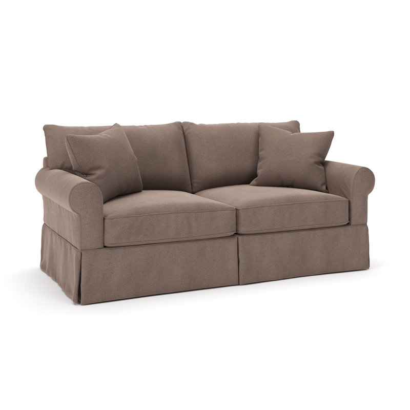 Amari 83" Slipcovered Sofa, Bella Cocoa Performance Velvet