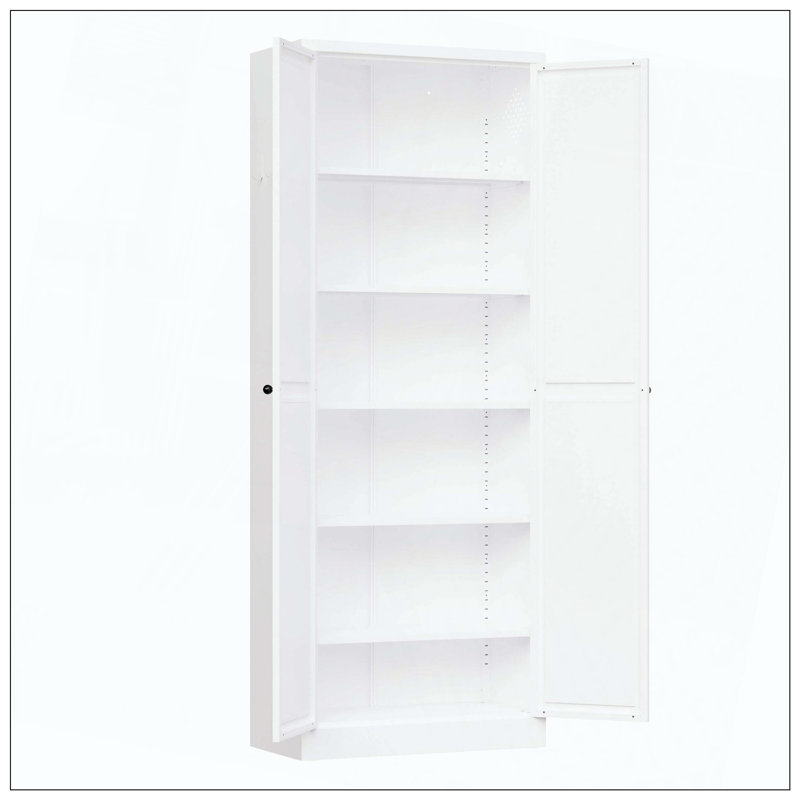 Armoire de cuisine en métal avec portes, organisateur de rangement autoportant robuste avec 5 tablettes réglables, assemblage sans outil pour garde-manger, cuisine, salle de bain