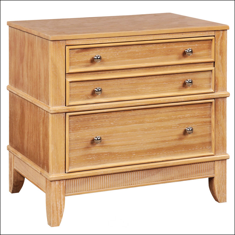 Table de chevet 3 tiroirs en bois naturel Asalah