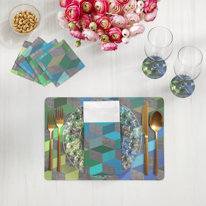 Steps Spring Pebble 17.5" Vinyl Placemat, Blue/Green