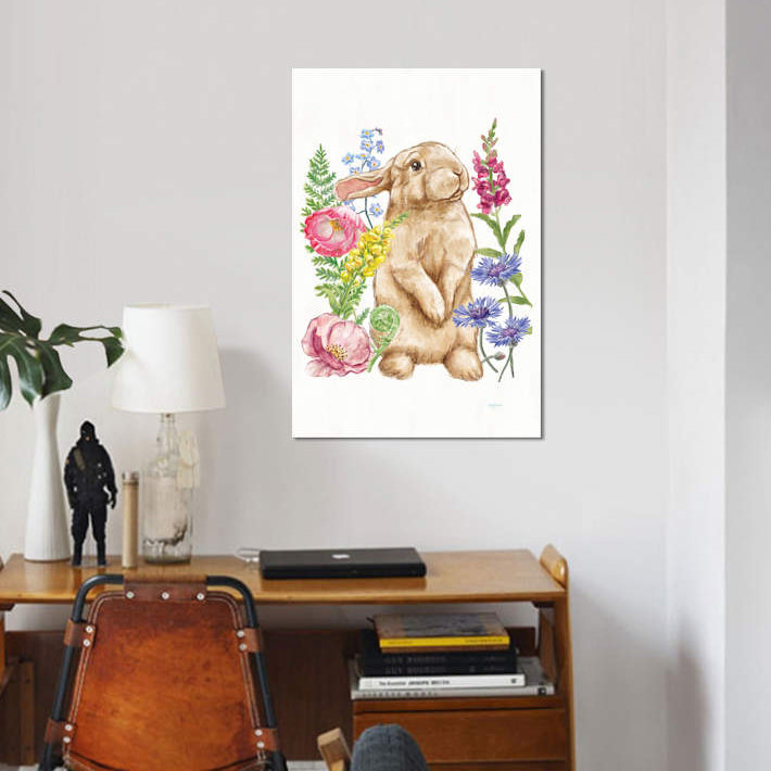 « ensoleillé lapin iii », reproduction d’impression sur toile, H 12 po x l 8 po x P 0,75 po, Toile tendue, Pas de tapis
