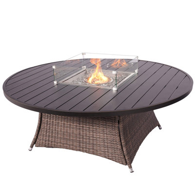 Table de foyer ronde 8 places avec plateau en aluminium